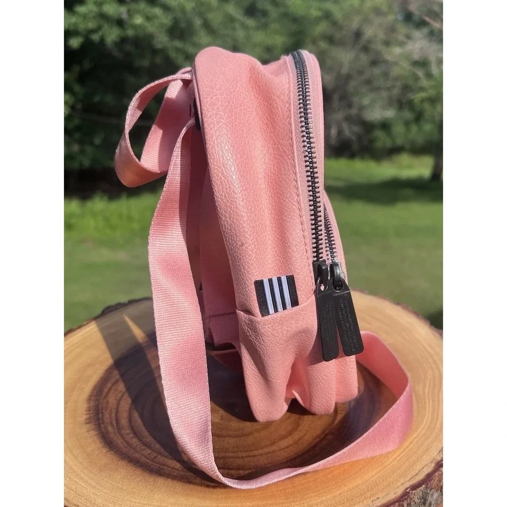 Adidas Originals Mini Backpack Salmon Pink Faux Leather Trefoil Small Bag